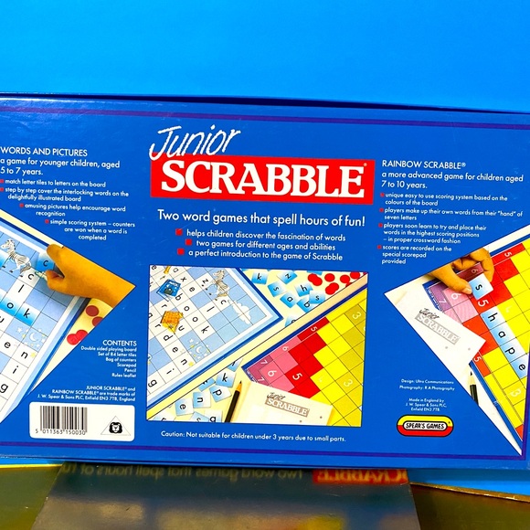 JUNIOR SCRABBLE VTG 1989 2 WORD GAMES RAINBOW & WORDS & PICTURES SCRABBLE GAME - Picture 8 of 14